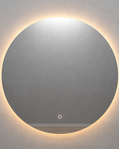 Круглое зеркало 74х74 см, с тёплой подсветкой, с сенсорной кнопкой